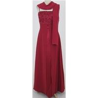 Yve size L scarlet red long evening dress with scarf