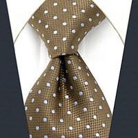 yxl16 handmade mens necktie brown white dots 100 silk business fashion ...