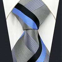 YXL35 Men\'s Necktie Blue Gray Stripes 100% Silk Business Fashion Wedding For Men
