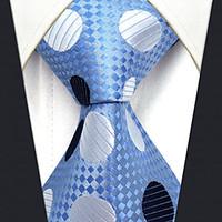 YXL5 Men\'s Neckties Laight Blue Polka Dot 100% Silk Business Dress Casual For Men