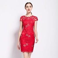 yzxh womens going out sexy sophisticated sheath dress embroidered roun ...