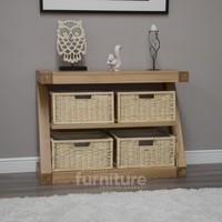 Z Solid Oak Designer Basket Console Table