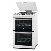 Zanussi ZCG552GWC 55cm Gas Cooker in White Double Oven Glass Lid