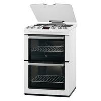 Zanussi ZCG664GWC 60cm Gas Cooker in White Double Oven Glass Lid
