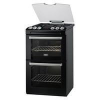 Zanussi ZCG552GNC 55cm Gas Cooker in Black Double Oven Glass Lid