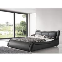 Zanbury King Size Bed In Black Faux Leather With Aluminium Legs