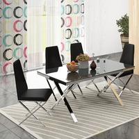 Zanti Black Glass Top Dining Table And 4 Dining Chairs
