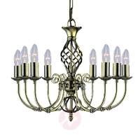 Zanzibar antique brass chandelier, 8-bulb