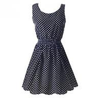 zay womens casual round sleeveless above knee dresswith dot