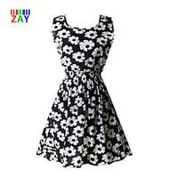 zay womens casual simple print sleeveless above knee dress