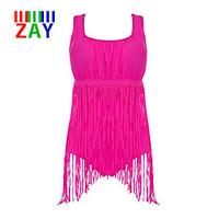 ZAY Women\'s Tassel Push-up Tassels Solid Halter One-pieces