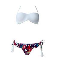 zay womens bandeau sweet sexy color block print bikinis set