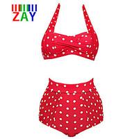 ZAY Women\'s Retro/High waist Fashion Vintage Halter High Waist Dot Bikinis