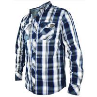 zander checked long sleeve shirt in olympian blue dissident