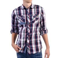 Zander Checked Long Sleeve Shirt in Tango Red - Dissident