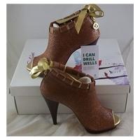 zandra rhodes zinnia peeptoe shoe boot uk 4 eur 37 boxed brown