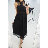Zahara black lace high neck maxi dress