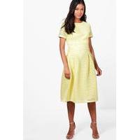 zaira frill skirted prom midi dress yellow