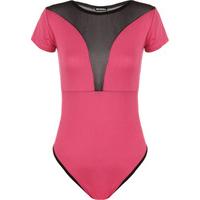 Zali Plain Mesh Back Bodysuit - Cerise