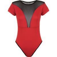 Zali Plain Mesh Back Bodysuit - Red