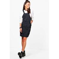 zahra cord pinafore dress black