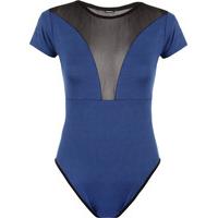 zali plain mesh back bodysuit royal blue