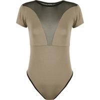 Zali Plain Mesh Back Bodysuit - Mocha