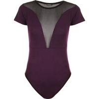 Zali Plain Mesh Back Bodysuit - Purple