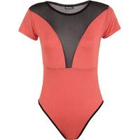 Zali Plain Mesh Back Bodysuit - Coral