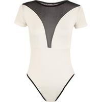 zali plain mesh back bodysuit cream