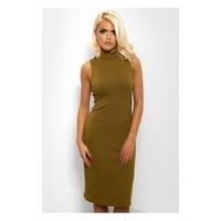 Zara Khaki Bodycon Midi Dress