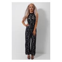 Zara Black Lace Backless Jumpsuit