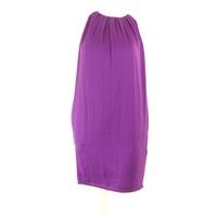 Zara Size M Berry Purple High Neck Pleated Sleeves Shift Dress