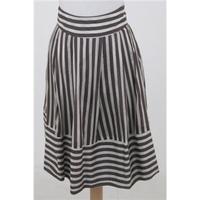 Zara, size L brown & cream striped silk skirt