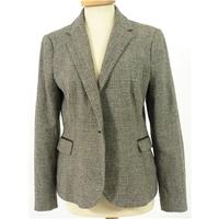 Zara Basic Size L Tweed Blazer With Quilted Leather Elbow Patches