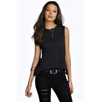 Zayla Oversized Sleeveless Nepp Tee - black