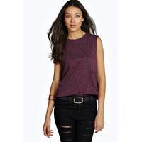 Zayla Oversized Sleeveless Nepp Tee - wine