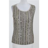 Zara, size L taupe embellished sleeveless top