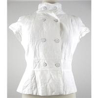 Zara - Medium Size - White - Short Sleeved Linen Jacket / Blouse