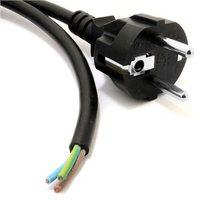 Zexum Black 2 meter 10A Schuko to Bare Ends Mains Lead