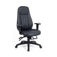 Zeus Managers Chair in Black Leather Faced Black