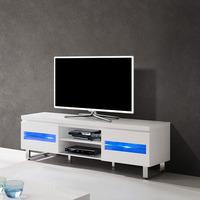 Zedan LCD TV Stand In White Gloss With LED Lights