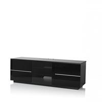 Zephyr TV Stand In Black With Glass And Gloss Doors