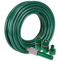 Zexum 30m Reinforced PVC Green Garden Hose Set with Adapters