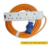 zexum 16a 230v orange male to 4 gang hook up extension cable lead