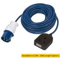 Zexum 16A 230V Blue Male to 1 Gang Socket Hook Up Extension Cable Lead