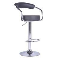 Zenith Bar Stool In Charcoal Grey Faux Leather With Chrome Base