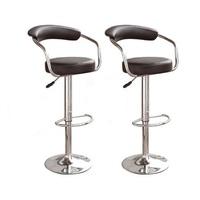 Zenith Bar Stools In Black Faux Leather in A pair