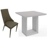 zeus grey high gloss square dining set with 4 vermont taupe chairs