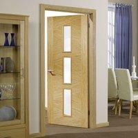 zeus oak door with clear safety glass prefinished